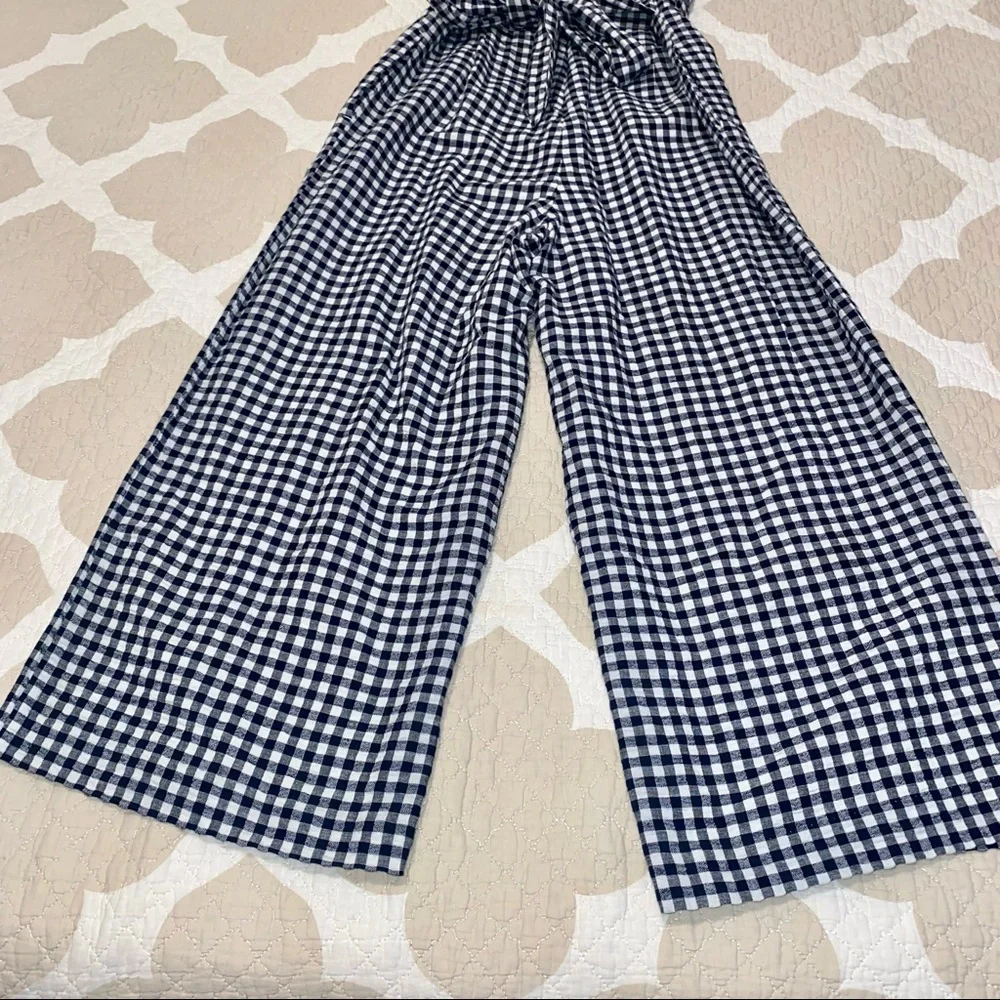 BANANA REPUBLIC Cotton / Linen Gingham Jumpsuit